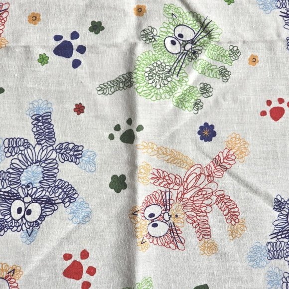 Unbranded Other - Fabric Remnant Cats Kittens Doodles Drawings Kids Fun Cotton Sewing Crafting